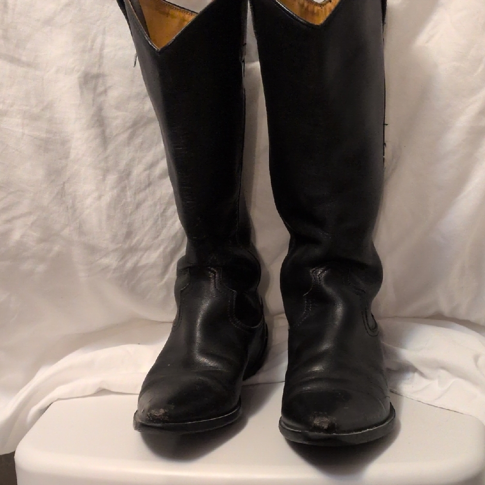 Black Leather Cowboy Boots